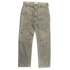 Agolde Cooper Cargo High Waist Straight‎ Leg Jeans Stone Gray 27 Utility Army
